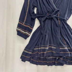 NWT $148 FREE PEOPLE Delilah midnight long sleeve boho mini dress XS thumbnail 6