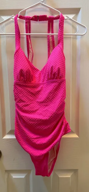 NWT Cupshe Hot Pink Textured One-Piece Swimsuit size xl thumbnail 1