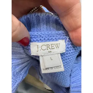 J crew factory light blue chunky crewneck cotton‎ knit sweater size large thumbnail 4