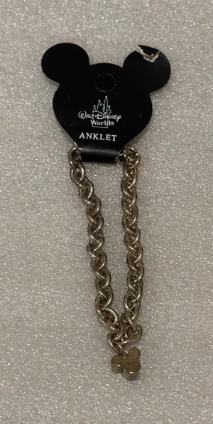 Disney World‎ Mickey Mouse Charm Anklet Silver Tone Adjustable Chain thumbnail 1