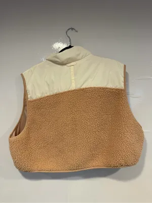 Cream and Camel Sherpa‎ Old Navy Zip Front Vest thumbnail 3