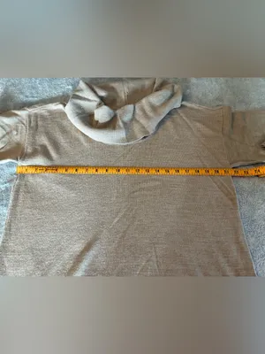 Women’s Cozy Beige Cowl Neck Sweater with Black Elbow Patches Size Large thumbnail 2