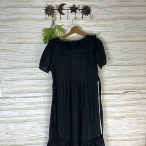 Next Black Viscose Swiss Dotted Ruffle Witchy Dress thumbnail 6