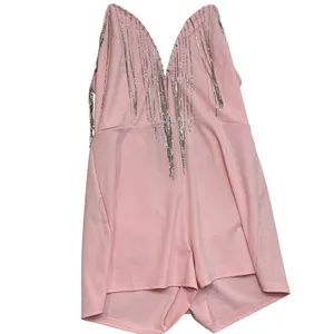 Embellished Fringed In‎ The Show Strapless Romper Size L Coquette Party Glam New thumbnail 3