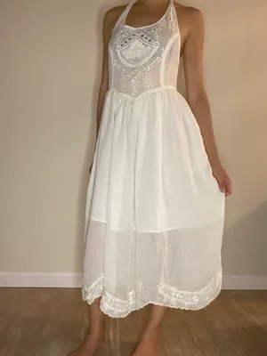 Free People New Romantics collection dainty lace halter tie white dress S thumbnail 4