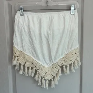 Free People Womens White Cotton Crochet Tassel Handkerchief‎ Tube Top Small Boho thumbnail 13