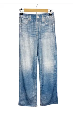 Mila Rosabella Trompe L'oeil Denim Print Sweatpants Wide Leg Pants Size Small thumbnail 3