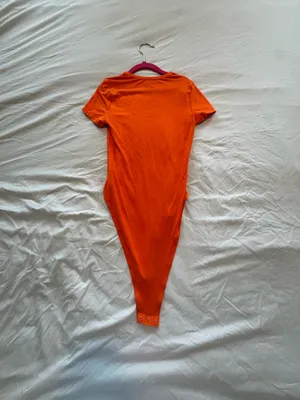 SheIn Orange bodysuit with high neck and short sleeves thumbnail 4