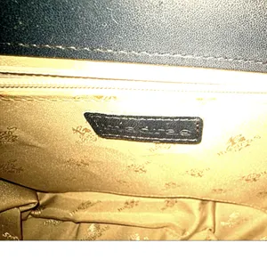 Vintage Madras Leather Crossbody Bag Top Handle Navy Blue Cream M logo thumbnail 7