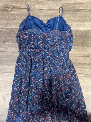 Wishlist Apparel Blue Floral Boho Maxi Dress Size L thumbnail 4
