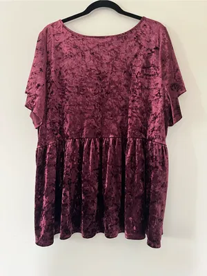 Torrid Burgundy Red Velvet Babydoll Top 3X Romantic Fall Feminine Holiday thumbnail 6