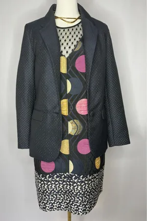 Maeve Anthropologie‎ Polka Dot Metallic Shift Dress Size Small Mod Art Deco thumbnail 1