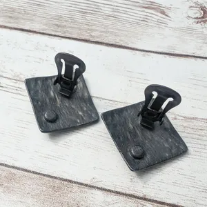 Vintage Clip On Earrings - Dark Silver Tone Diamond Shape with Design thumbnail 5