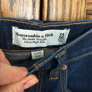 Abercrombie The Ankle Straight Ultra High Rise‎ Curve Love Jeans Dark Wash 00 24 thumbnail 4