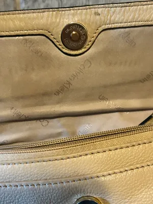 Calvin Klein Cream Leather Crossbody Bag with adjustable strap thumbnail 8
