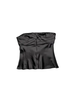 NWT Zara Black Satin Strapless Cross Front Tube Top S thumbnail 3