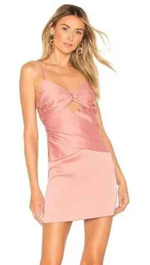 NBD‎ Twist Front Cutout Mini Dress Womens XS Rose Pink Bodycon Cocktail thumbnail 1