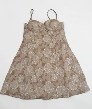 Windsor Taupe Floral Jacquard‎ Bustier Mini Dress, Size S thumbnail 1