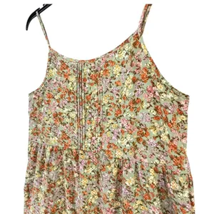 By The River Tiered Midi Dress L Multi Green Ditsy Floral Strappy Cottage Boho thumbnail 3