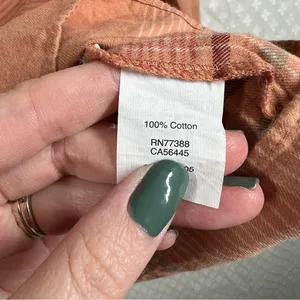 Madewell Peach Plaid Morningview Tie‎ Sleeve Top thumbnail 4