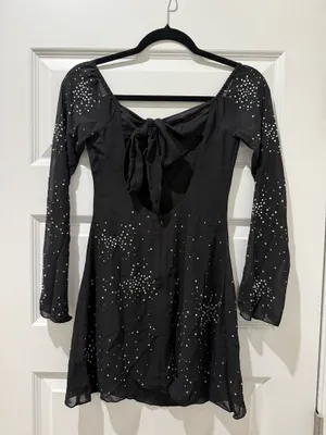 White Fox Sheer Black Long Sleeve Mini Dress thumbnail 2