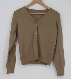 Emery Rose Tan Brown V-Neck Button Front Cardigan Sweater Womens Medium thumbnail 1