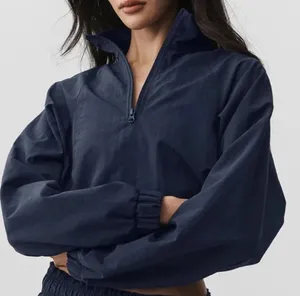 Alo Yoga Cropped 1/4 Zip Alumni Pullover Navy M thumbnail 1