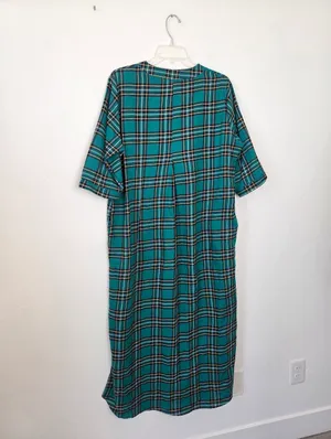 Mint Limit Blackwatch Plaid Sleep Shirt Nightgown House Dress Cotton Large thumbnail 7