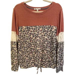 Jolt Rust and Leopard Print Top thumbnail 2