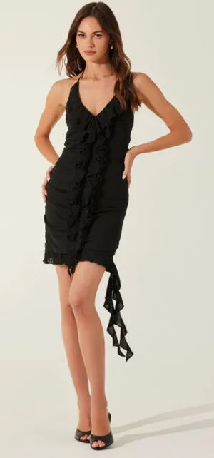 Astr the Label Ruffle Halter Mini Dress Size‎ Medium thumbnail 1