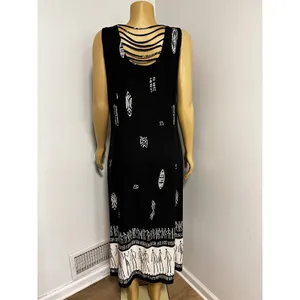 Coldwater Creek Black White Tribal Print Button Front Maxi Dress Caged Back 16 thumbnail 5