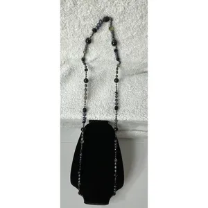 VTG Blk Onyx Baroque Freshwater Tahitian Pearls Crystal Necklace Heavy 52” 161gm thumbnail 3