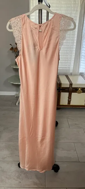 Target Peach Satin Maxi Dress With Lace Trim thumbnail 4