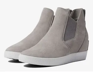 Sorel Women's Gray Leather Out N About II Slip On Wedge Ankle Booties Size 7 thumbnail 1