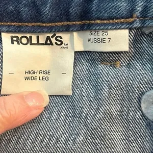 Rollas Rolla’s Size 25 High Rise Wide Leg Jeans Patch Pockets thumbnail 4