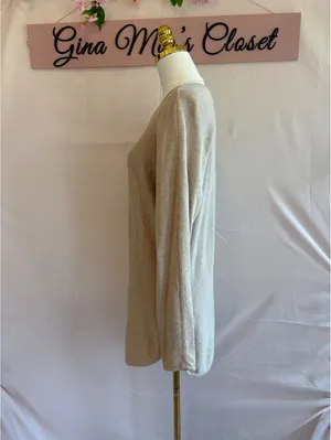 Michael Kors Beige Long Sleeve Knit Sweater Dress, Size M thumbnail 3