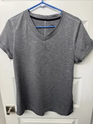 The North Face Women's Heather Gray V-Neck Short Sleeve Tee thumbnail 1