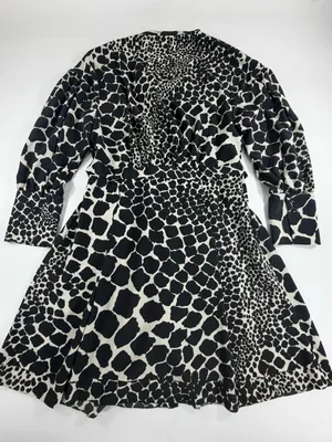 Topshop Safari Animal Leopard‎ Print Tie Waist Shirt Dress Puff Sleeve Womens 6 thumbnail 2