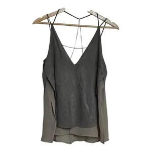 Zara Womens VNeck Sleeveless Layered Tank Top tan Small faux suede S Casual Chic thumbnail 2