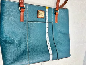 Dooney & Bourke Teal Brown Pebble Leather Tote & Matching Wallet Set thumbnail 15