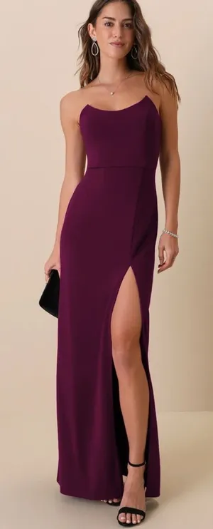 Lulus Sensational Beauty Plum Purple Strapless Maxi Dress size XL Formal Prom thumbnail 1