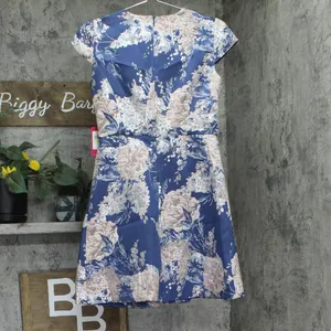 NWT Vince Camuto Womens Petite Jacquard Fit & Flare Dress Blue Floral 4P thumbnail 5