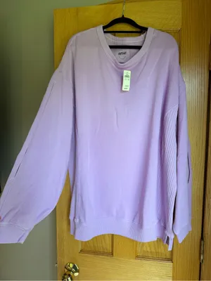 Aerie Très Chic Keyhole Oversized Sweatshirt Women’s XL NWT Icy Lavender thumbnail 2