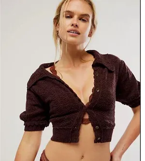 Free People Edie 100% Cashmere Cardigan Size S NWOT Fudge Brown thumbnail 1