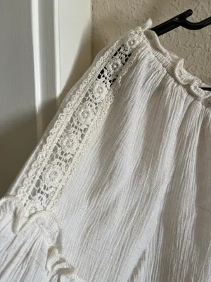 Off The Shoulder Boho Top White Size M thumbnail 3