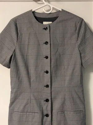 Abercrombie & Fitch Mara Short-Sleeve Vest Mini Dress gray plaid NWT medium tall thumbnail 4