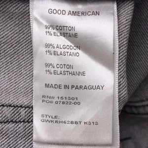 Good American Good Straight Distressed Raw Hem Jeans Washed Black Size 10/30 thumbnail 6