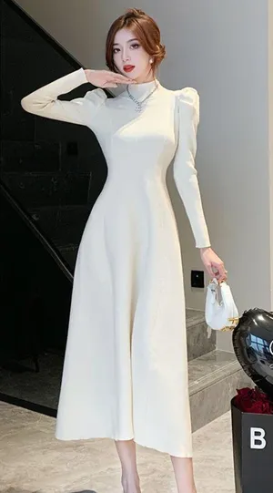 white maxi sweater dress thumbnail 2