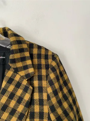 Reformation Lazer Checked Open-Front Blazer Jacket Black size XS thumbnail 9