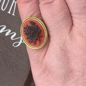 Handmade Black Rose Cameo Ring Romantic Goth Whimsigoth Witchy thumbnail 7